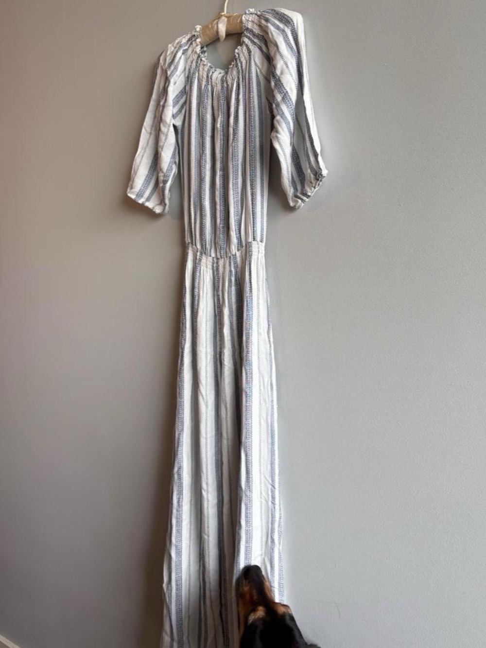 Striped Light Blue and White Maxi Dress - Brand Not Visible